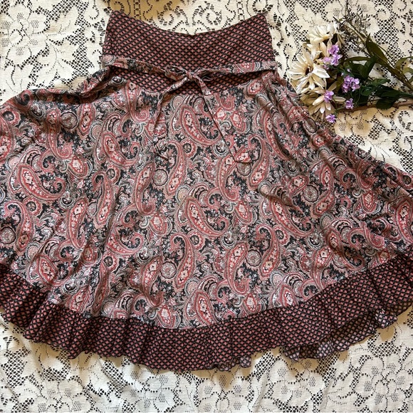 70’s Boho Paisley Peasant Skirt + Top Set - Picture 4 of 16